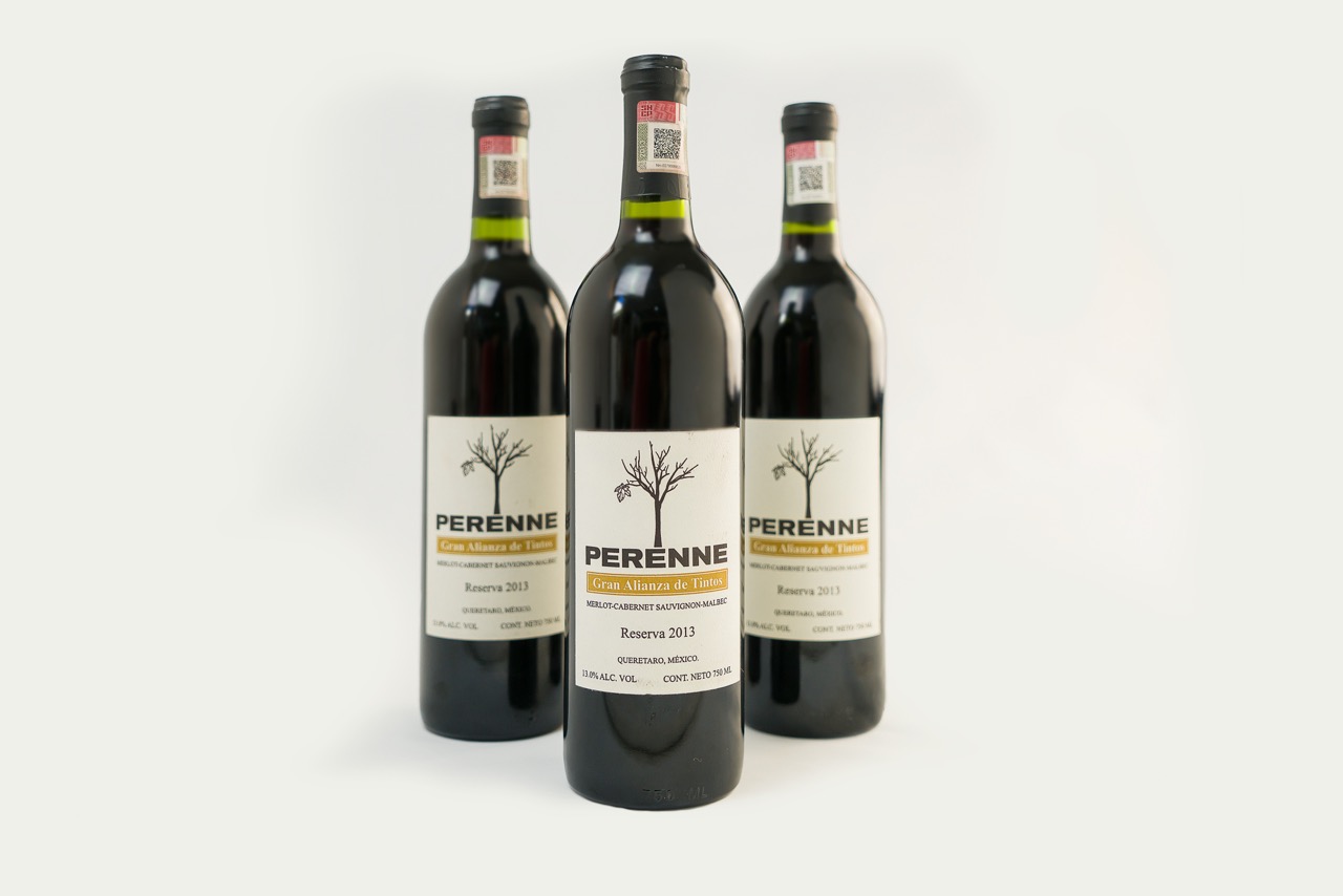 Three wine bottles photographed on white background for product catalog